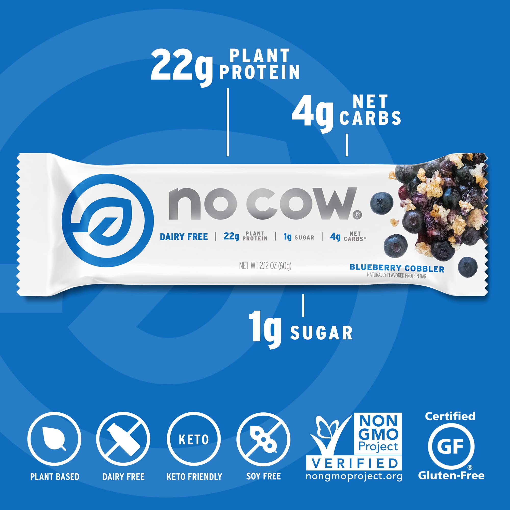 Collation portable No Cow myrtille crumble, sans sucre ajouté