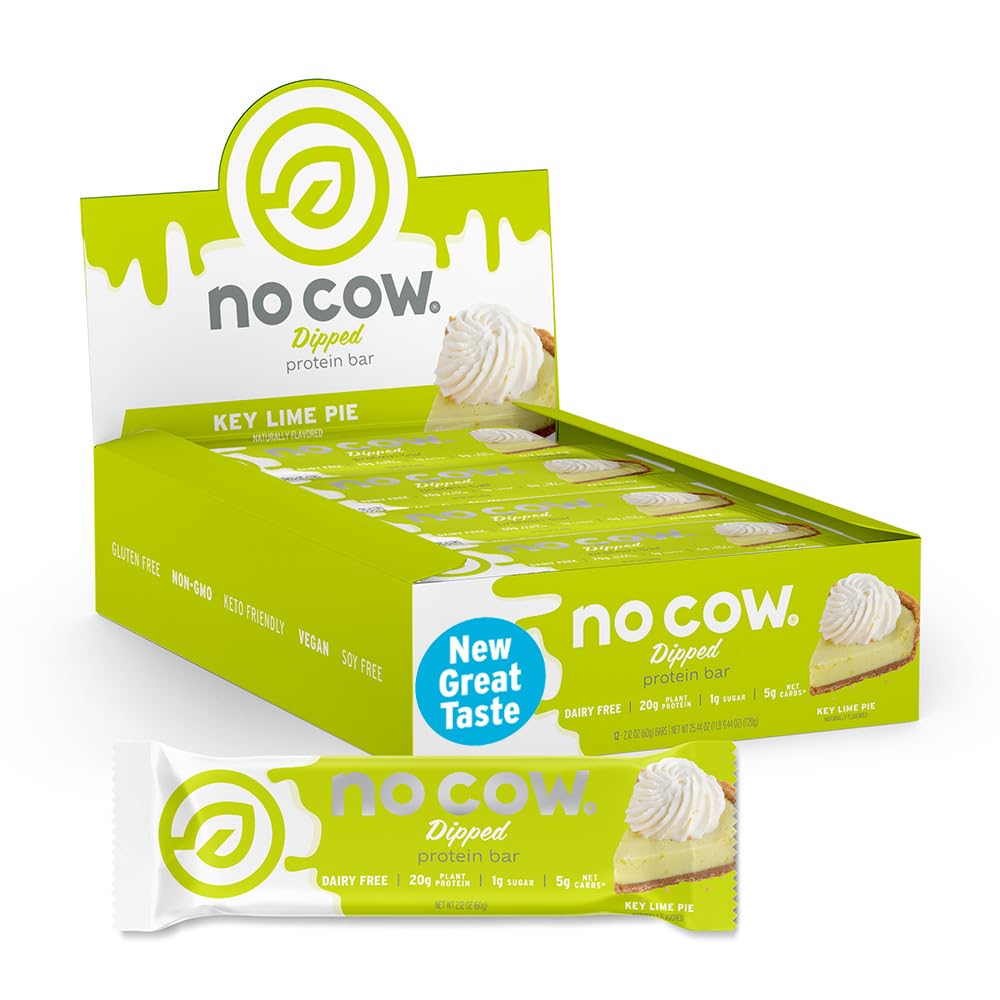 Barre No Cow protéinée vegan saveur citron vert emballage pratique.