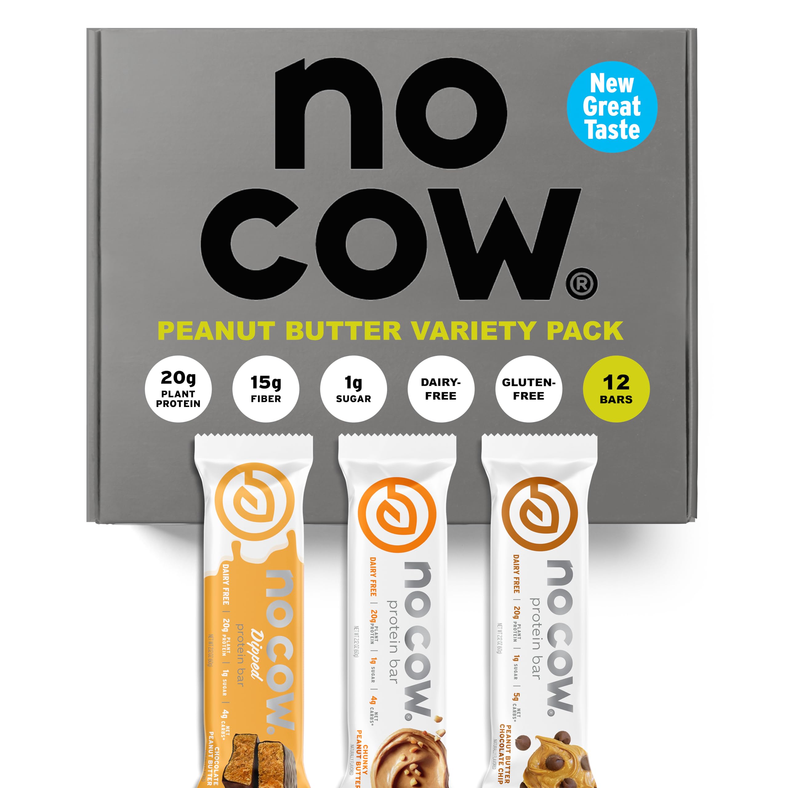 No Cow barres protéinées vegan cacahuète — emballage prêt pour une collation quotidienne