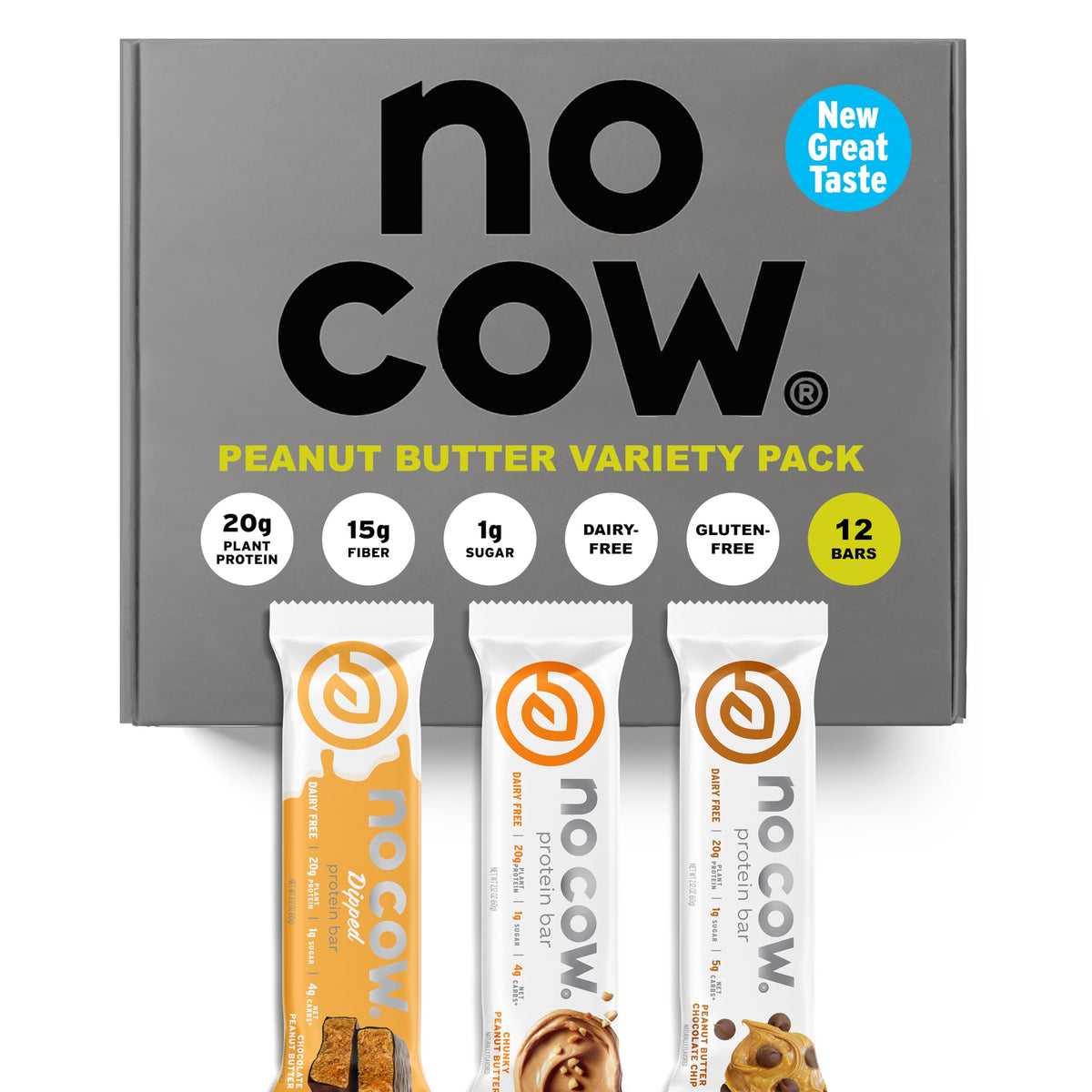 No Cow barres protéinées vegan cacahuète — emballage prêt pour une collation quotidienne