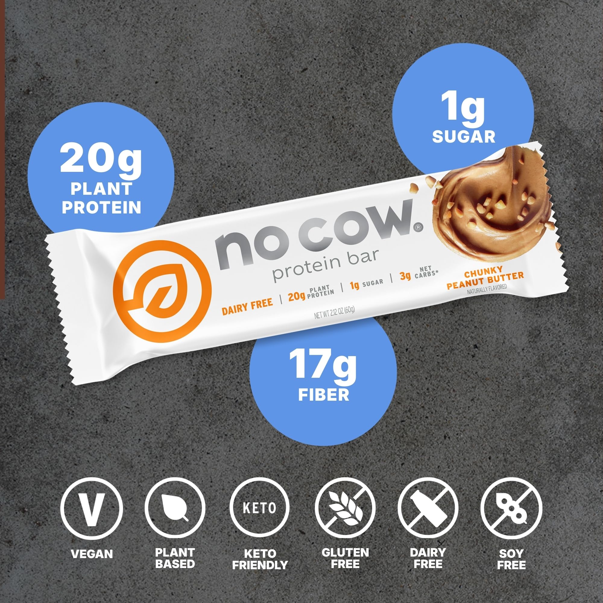 Lot de 12 barres No Cow vegan, emballage pratique pour la semaine.