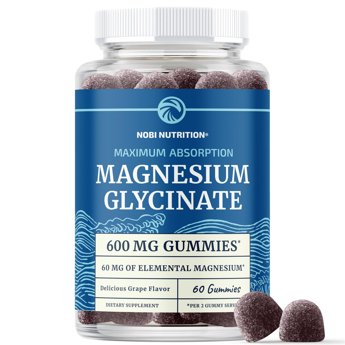 Gommes magnésium glycinate Nobi Nutrition dans la boîte, pratique pour le soir.
