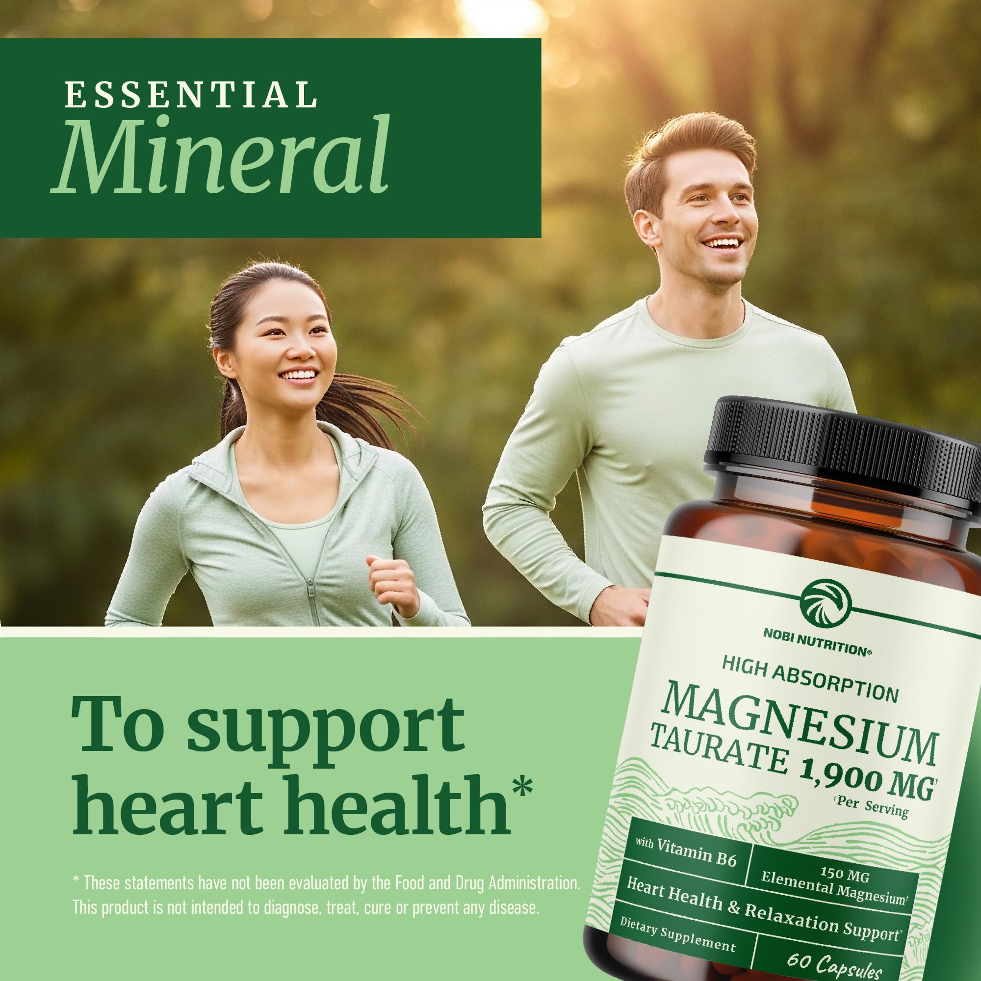 Gélules faciles à avaler de Nobi Nutrition Magnesium Taurate.