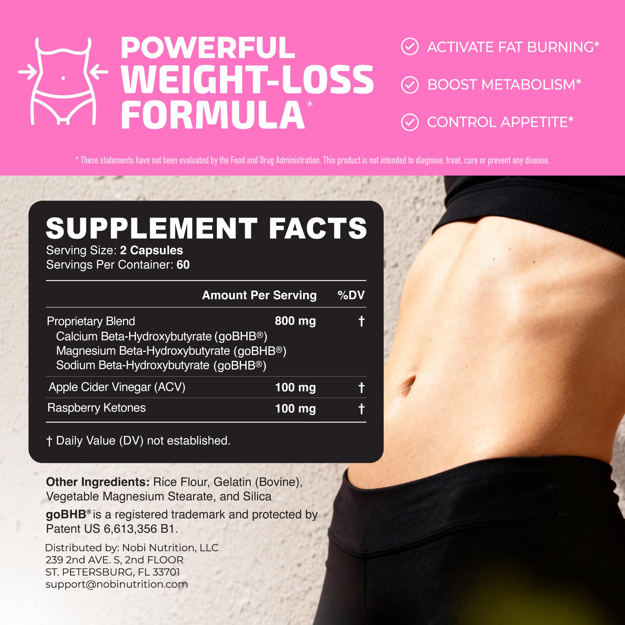 Nobi Nutrition: affichage GLP-1 et contrôle des envies, soutien potentiel quotidien.