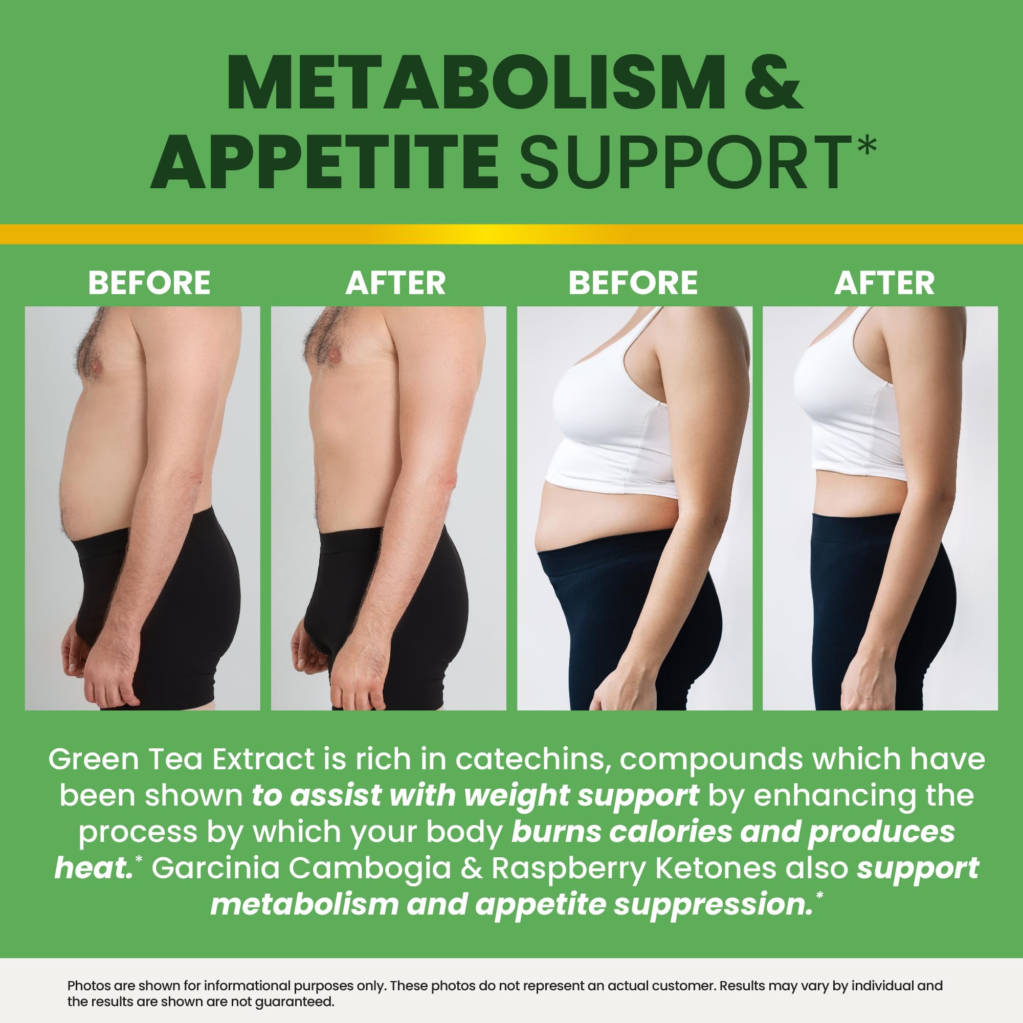 Étiquette Nobi Nutrition thé vert, vue claire des informations et du flacon.