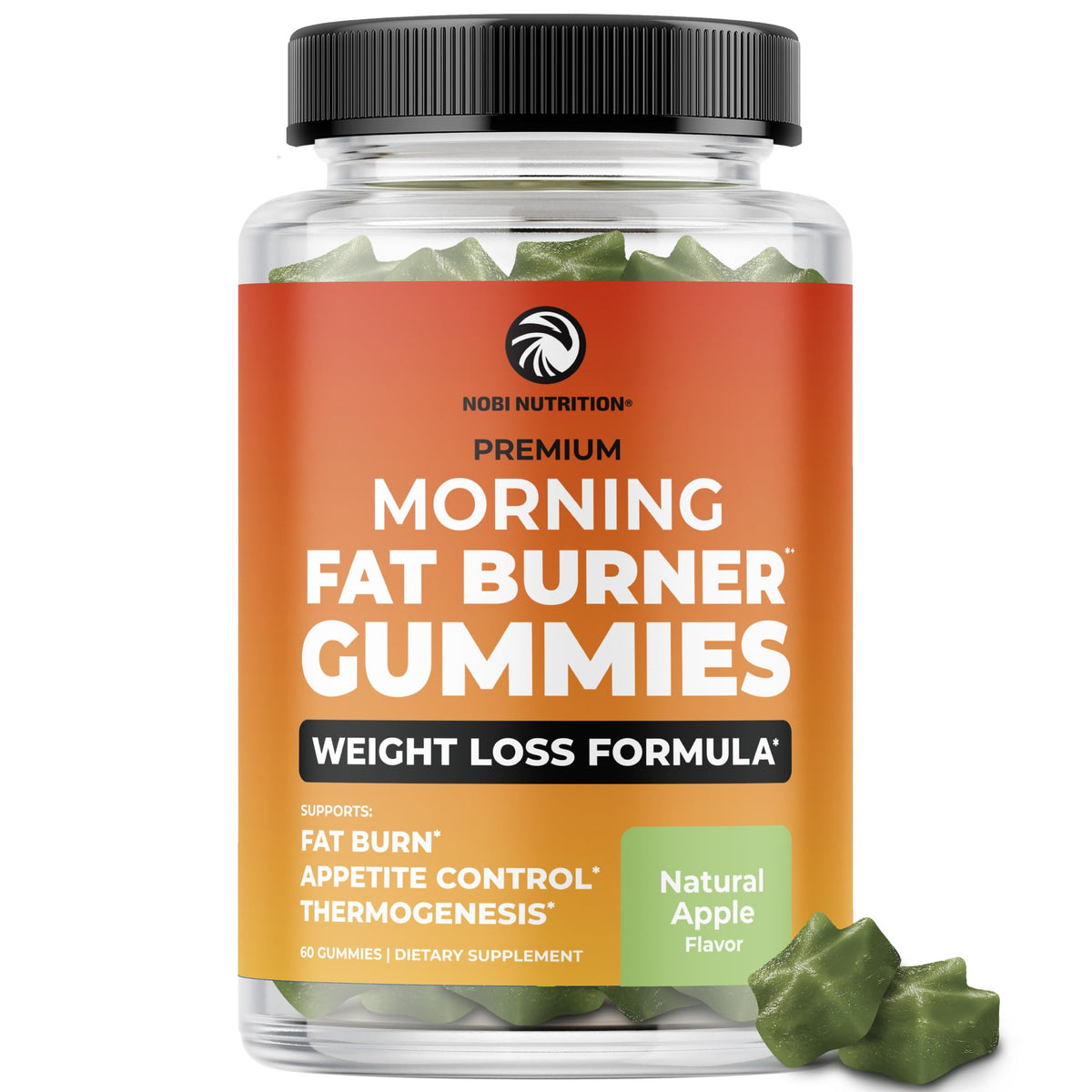Gommes Brûle-Graisses du Matin par Nobi Nutrition – Bouteille prête à démarrer la journée.