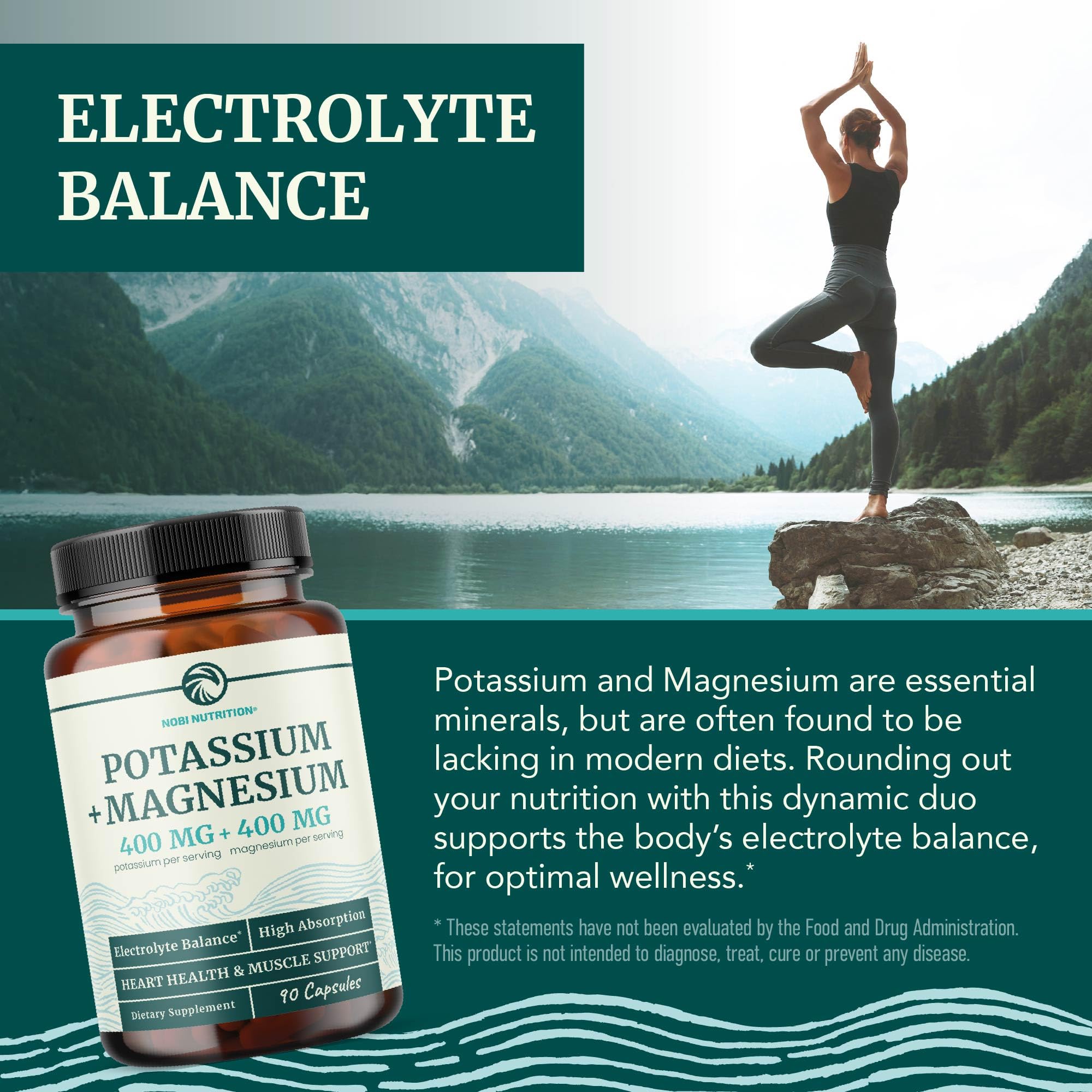 Nobi Nutrition Potassium Magnesium — composants clés, Potassium Aspartate et Magnésium Citrate