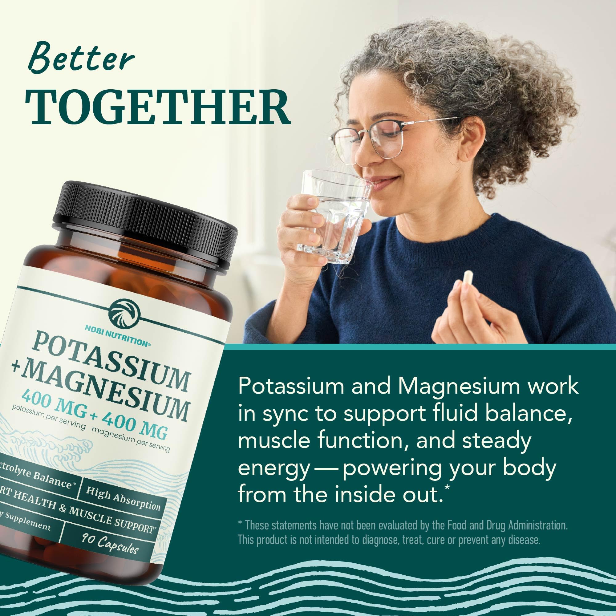 Nobi Nutrition Potassium Magnesium — idéal pendant l’activité physique pour le soutien musculaire