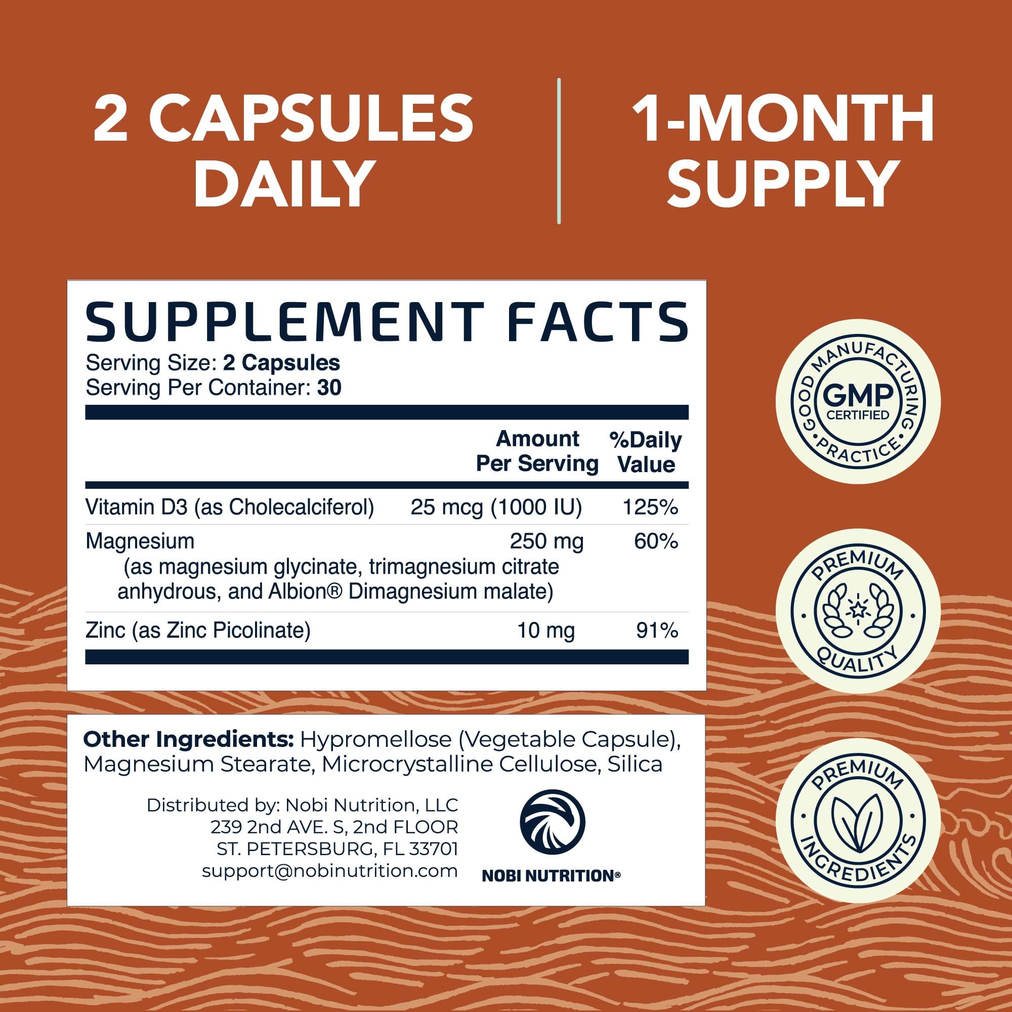 Nobi Nutrition vitamine D3, apports quotidiens potentiels