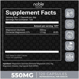 Capsules végétariennes Noble Nature magnésium glycinate faciles à avaler.