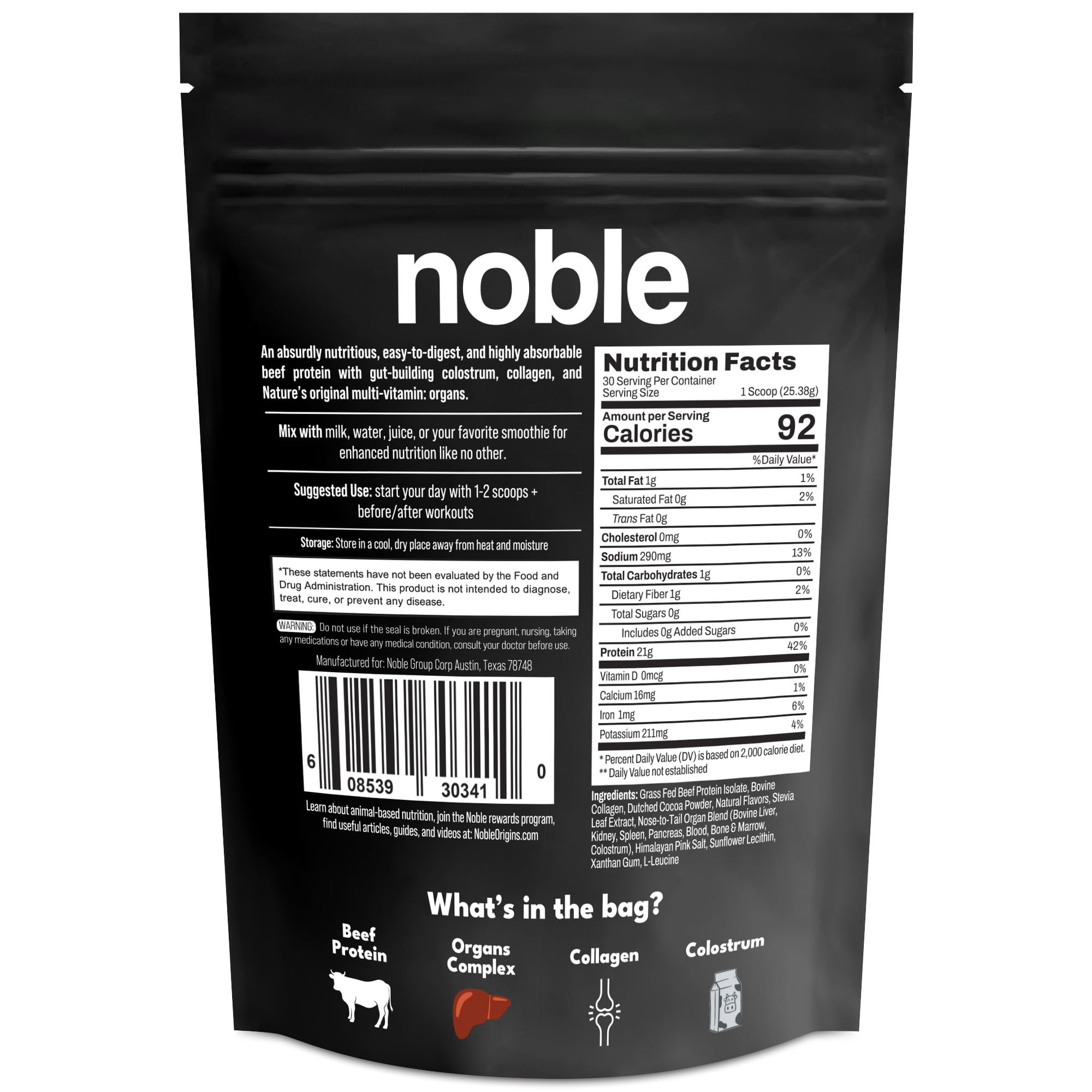 Noble Origins chocolat protéine, dégustation post-entraînement au goût intense.