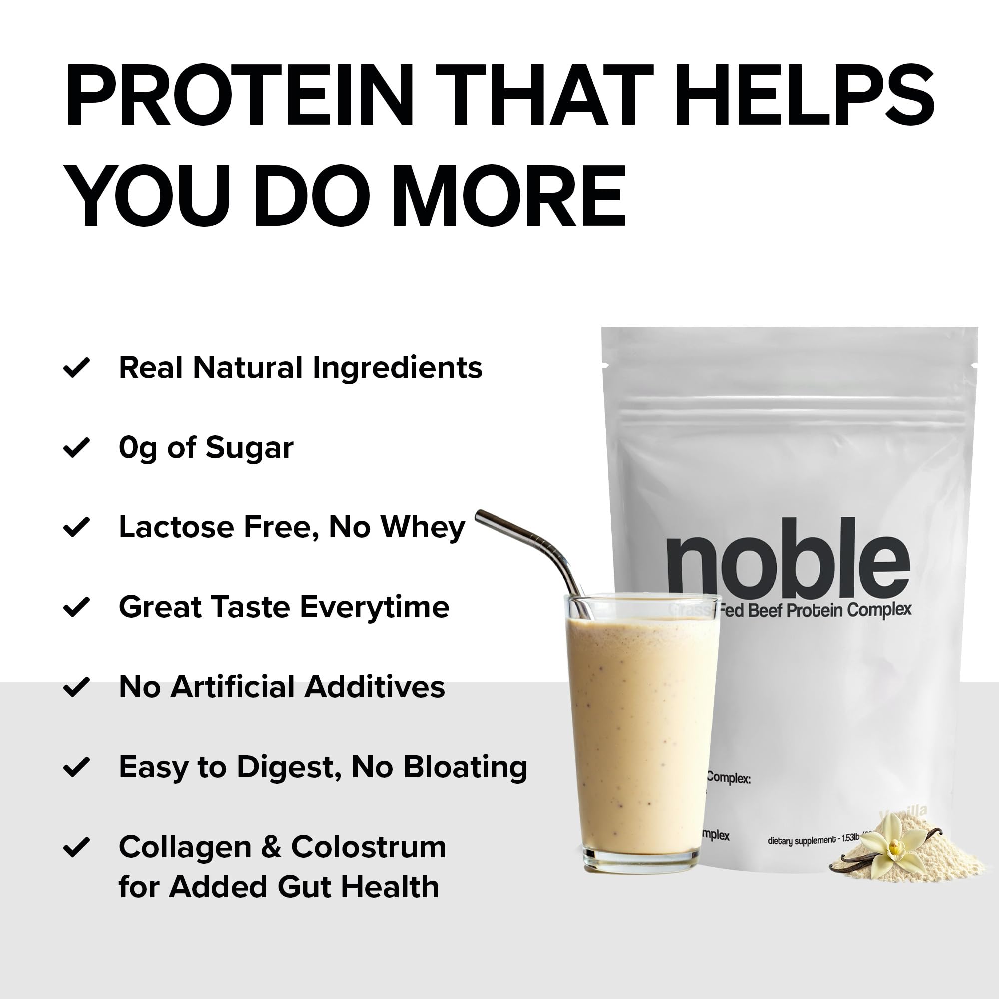 Noble Origins Protéine Vanille doseur: dosage précis pour des portions constantes.