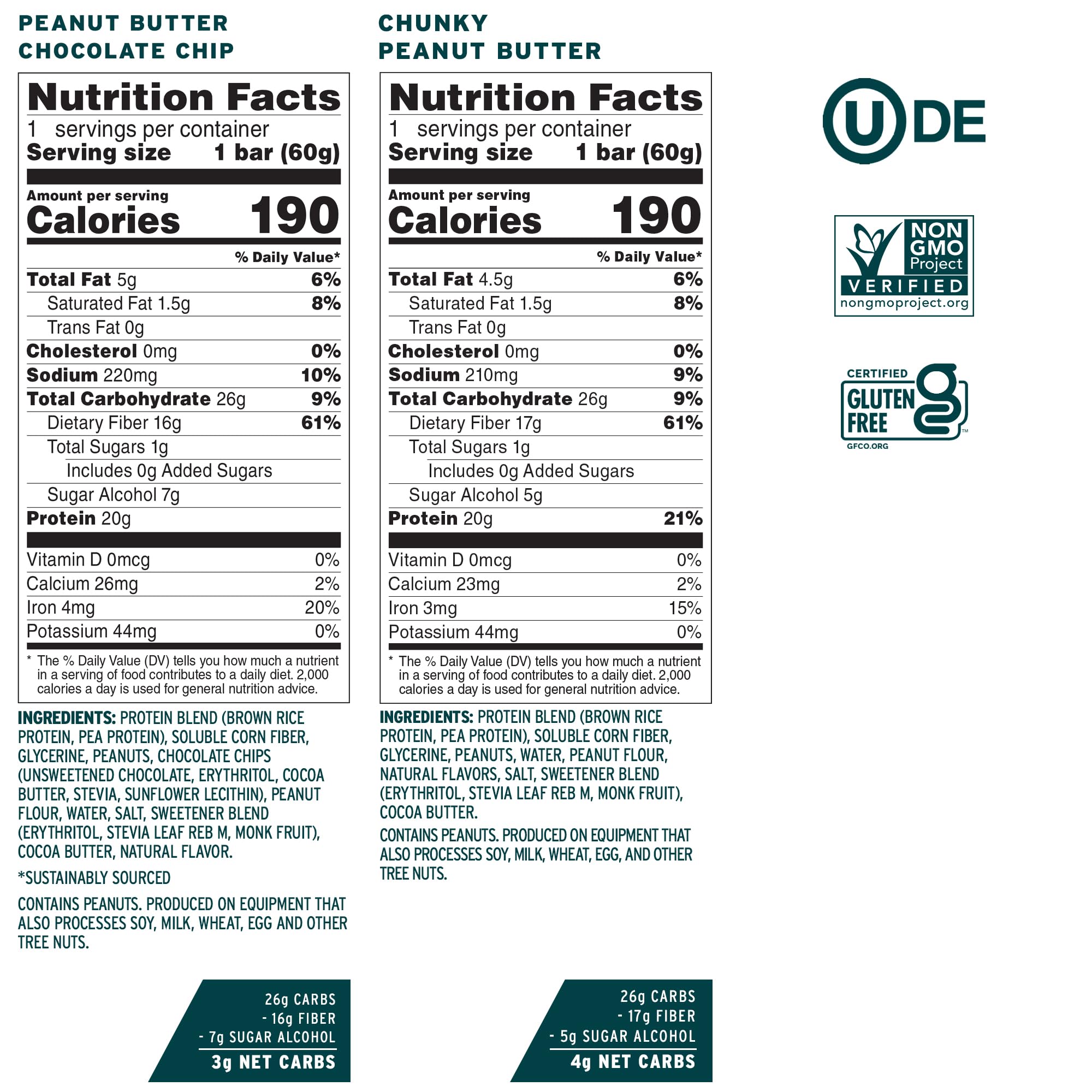 No Cow barre proteine vegan originale, 20 g de proteine végétale par barre