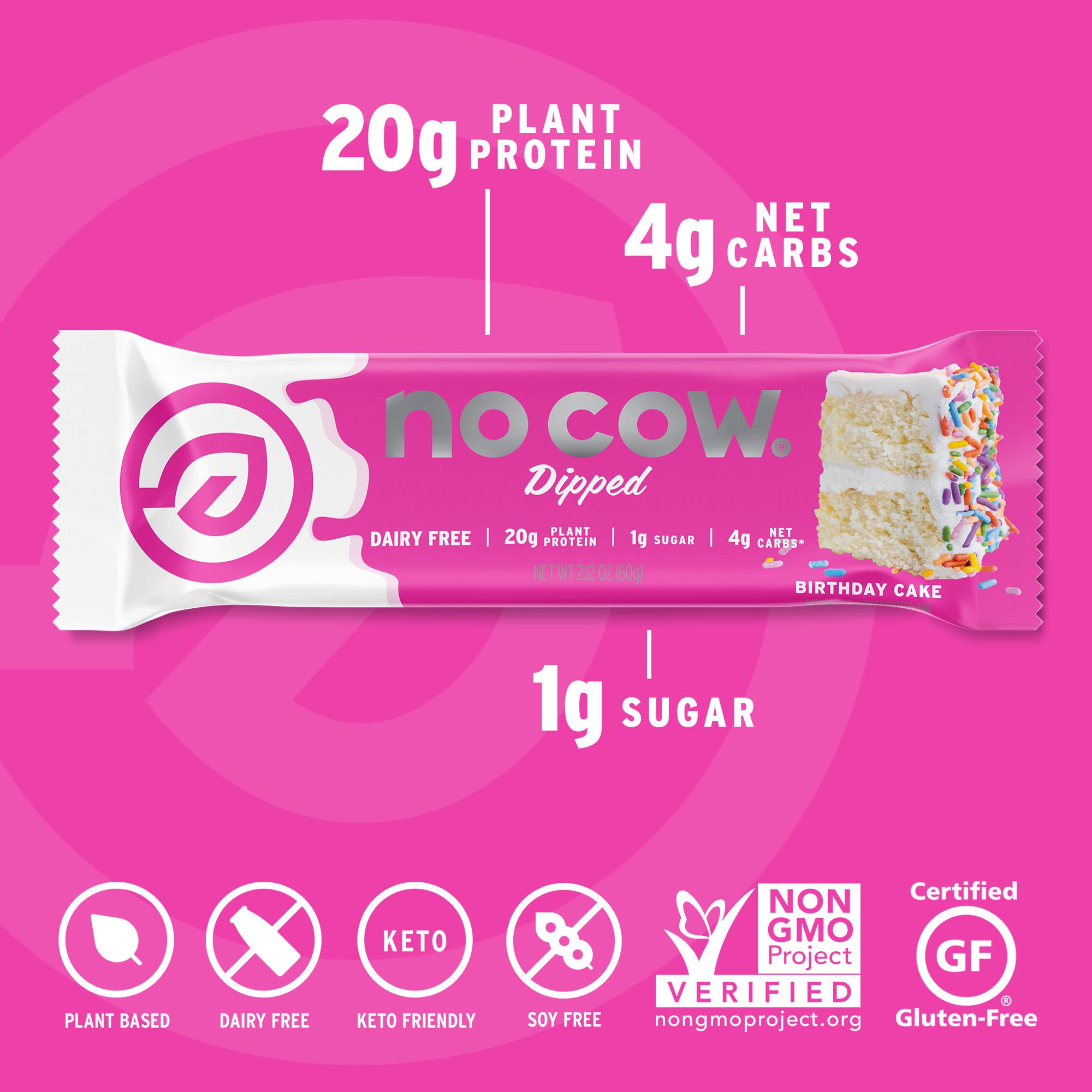 Barre No Cow sans gluten et sans lactose pour régimes équilibrés.