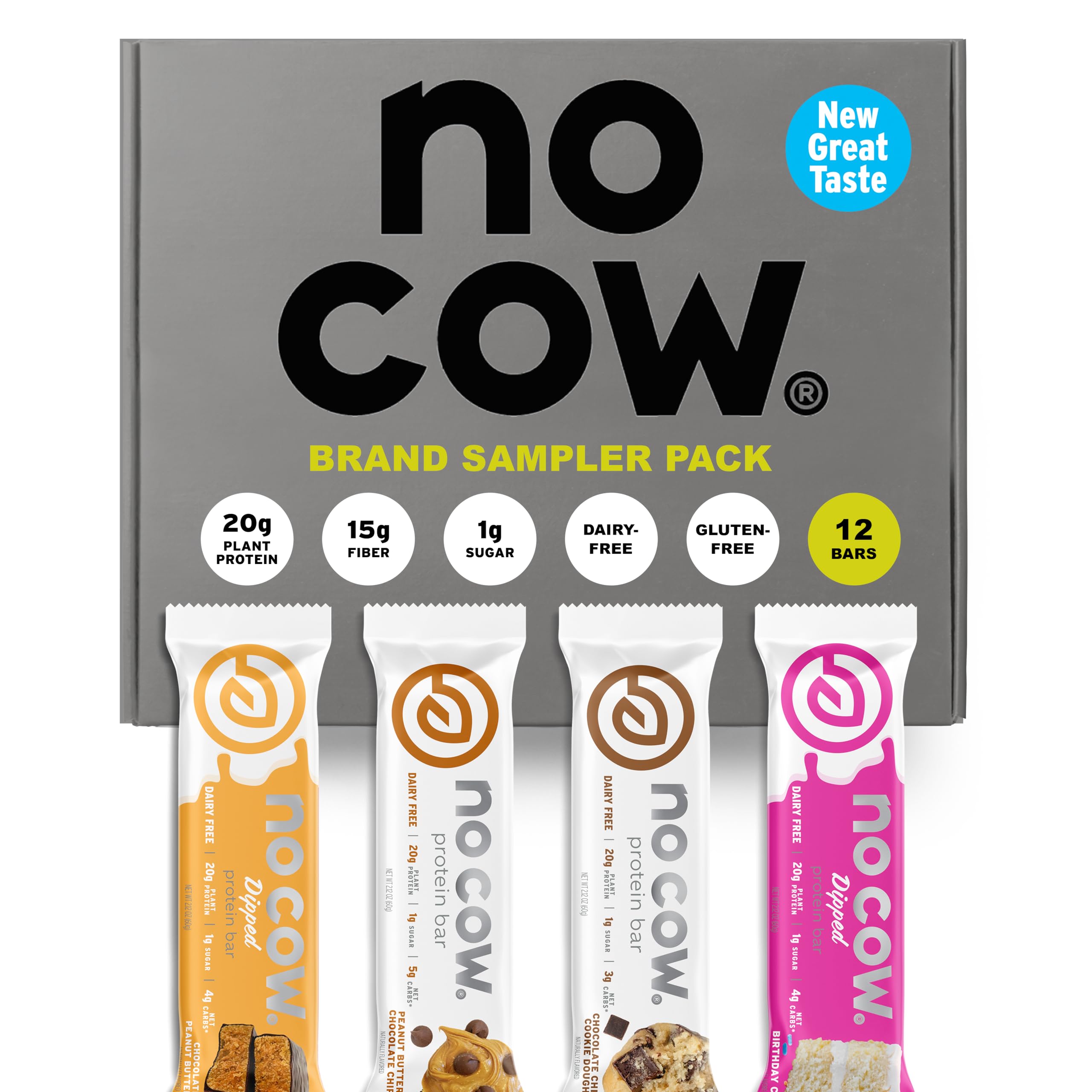 No Cow Pack dégustation: emballage visible, idéal pour découvrir les saveurs.