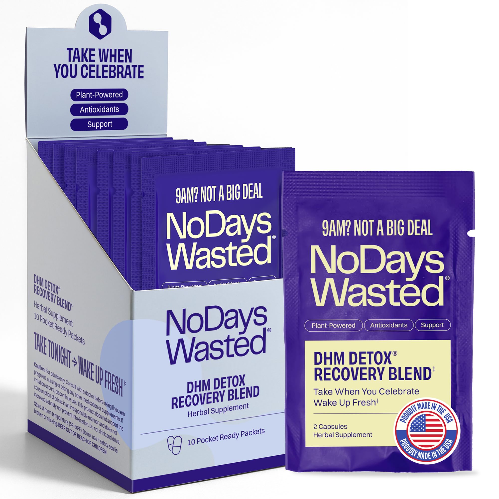No Days Wasted DHM Detox – Bouteille: format pratique pour vos soirées et récupération.