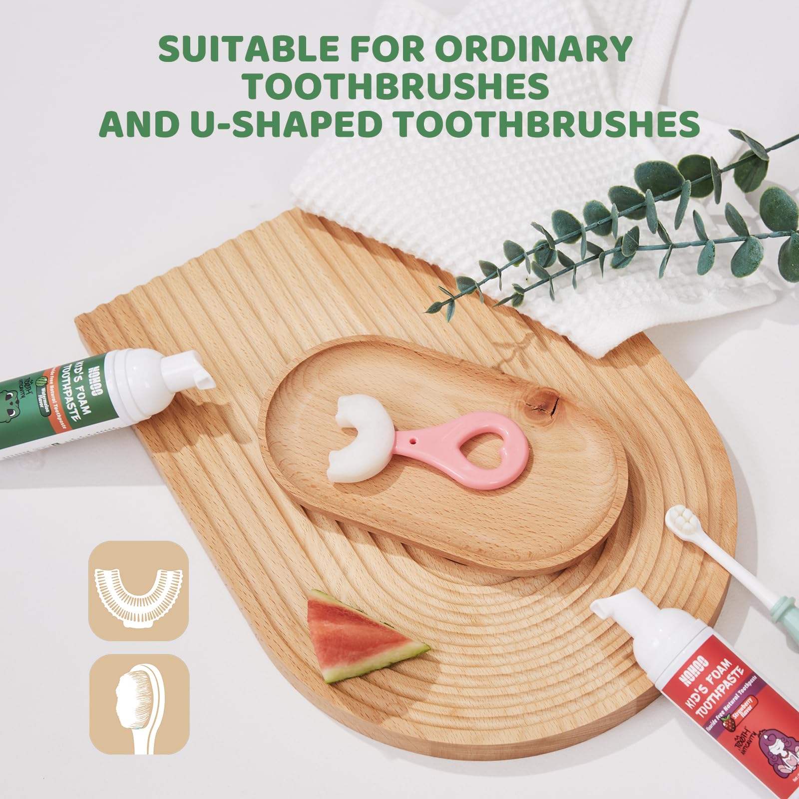 NOHOO guide-brossage, étapes simples pour routines quotidiennes.