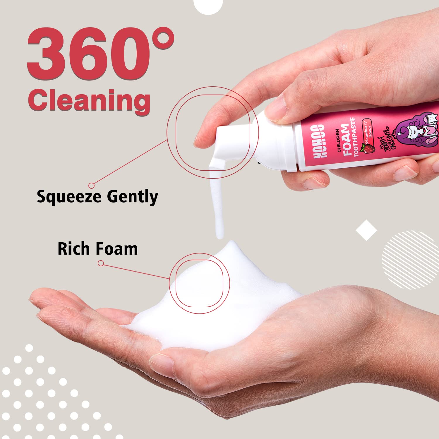 NOHOO dentifrice canteloup en mousse, saveur douce pour l'apprentissage.