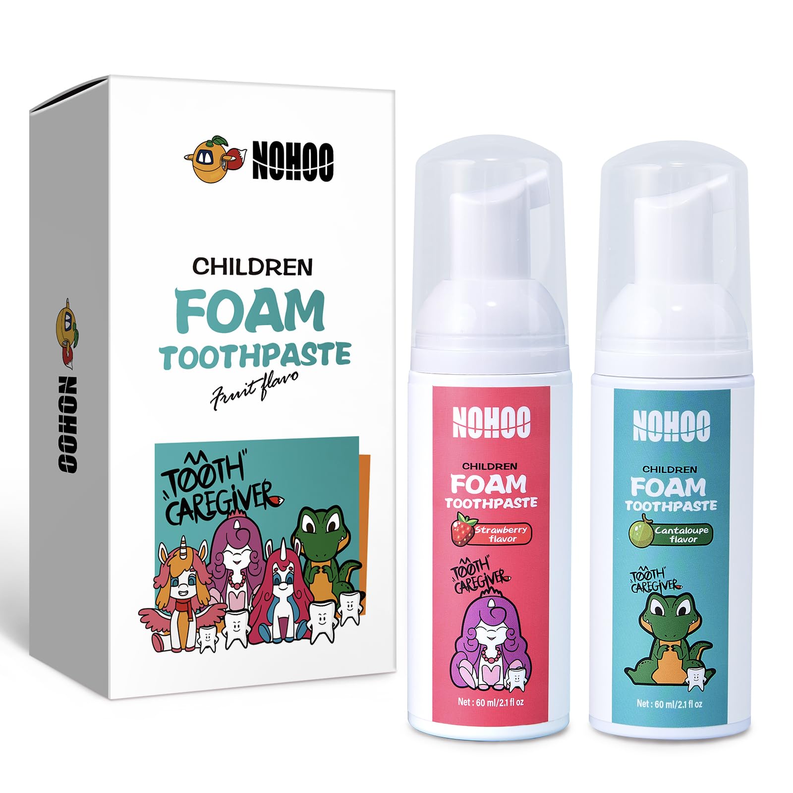 NOHOO dentifrice en mousse avec pompe, facile à utiliser pour les enfants.