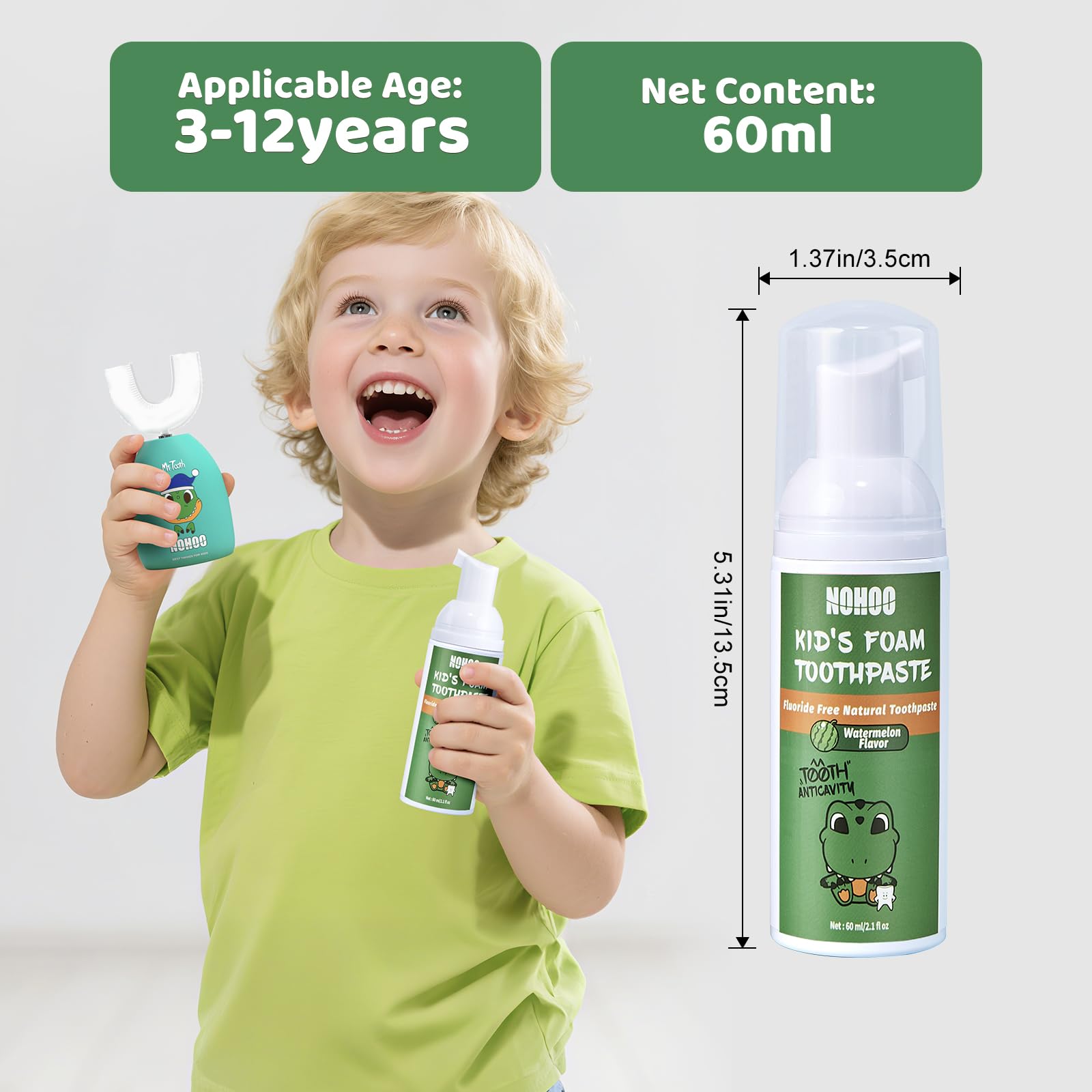 NOHOO dentifrice enfant saveur fraise – goût agréable stimulant le brossage.
