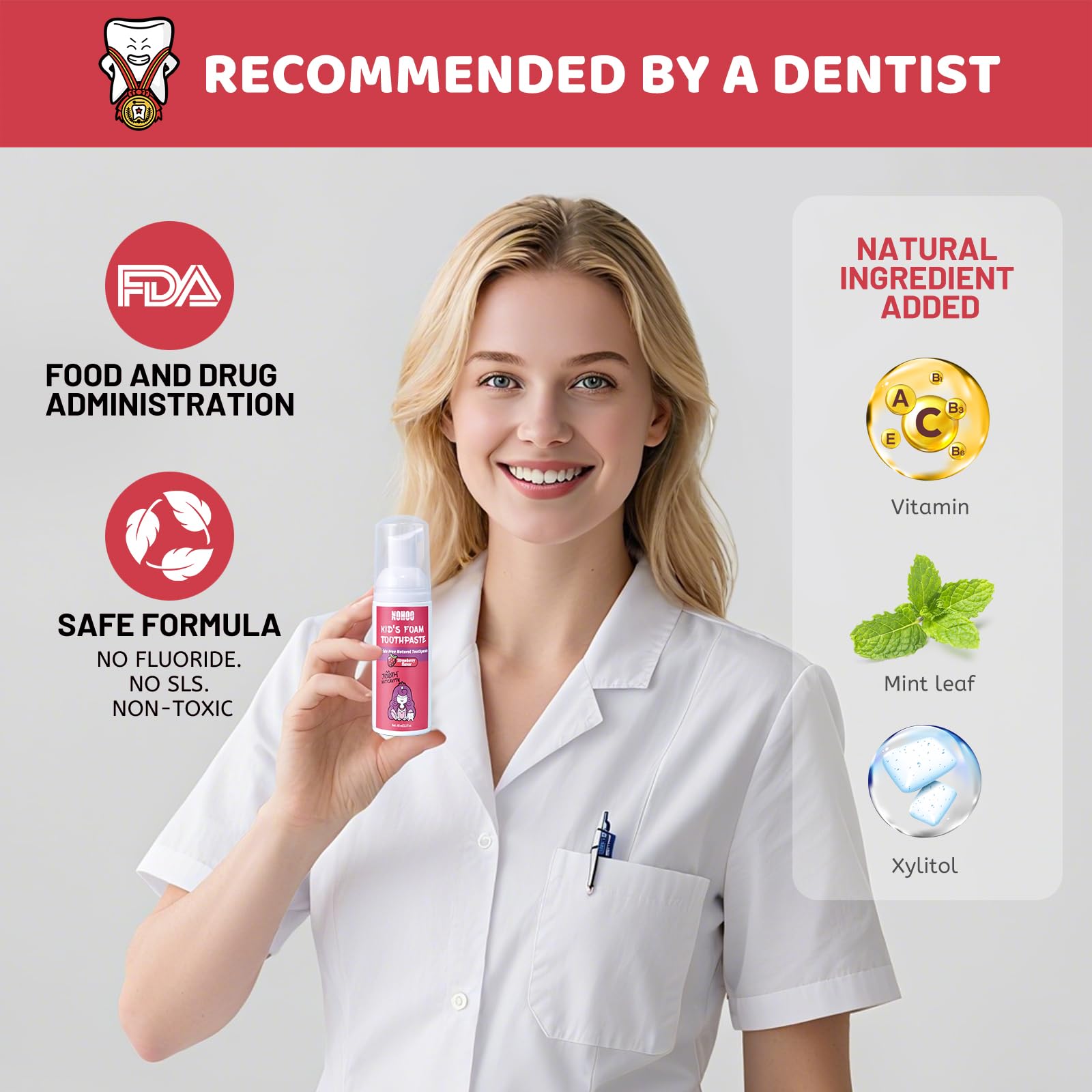 NOHOO dentifrice enfant saveur pêche – sensation séduisante pour les routines.