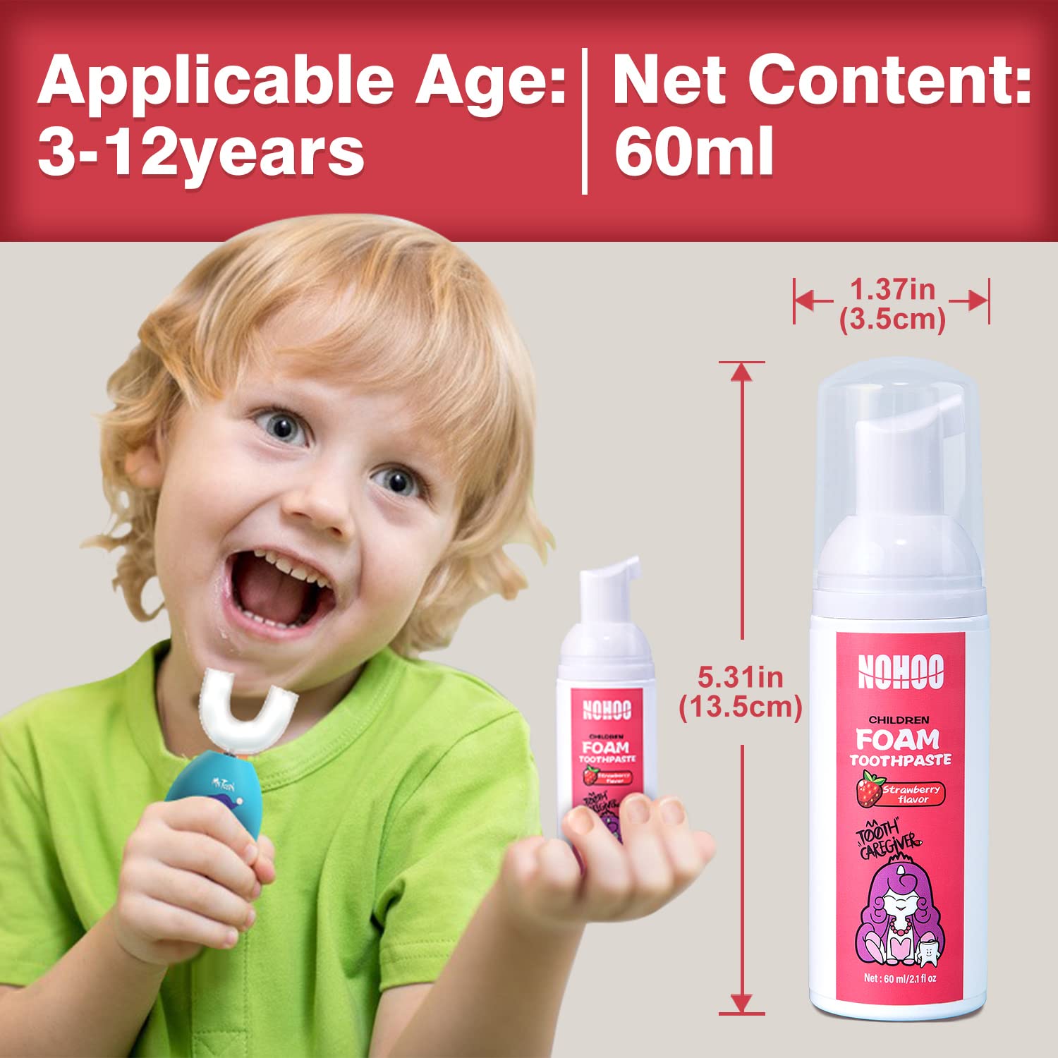 NOHOO dentifrice texture mousse douce, couverture efficace des dents.
