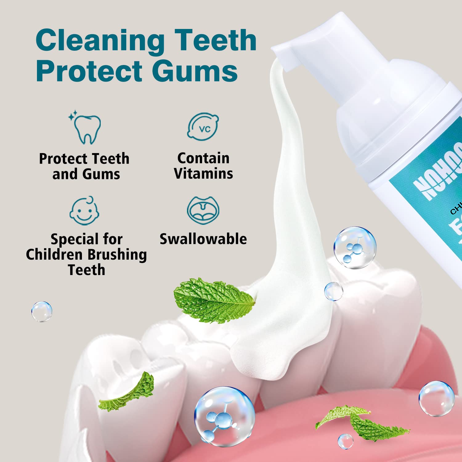 NOHOO dentifrice enfant cantaloup, emballage 60 ml pratique pour l'école.