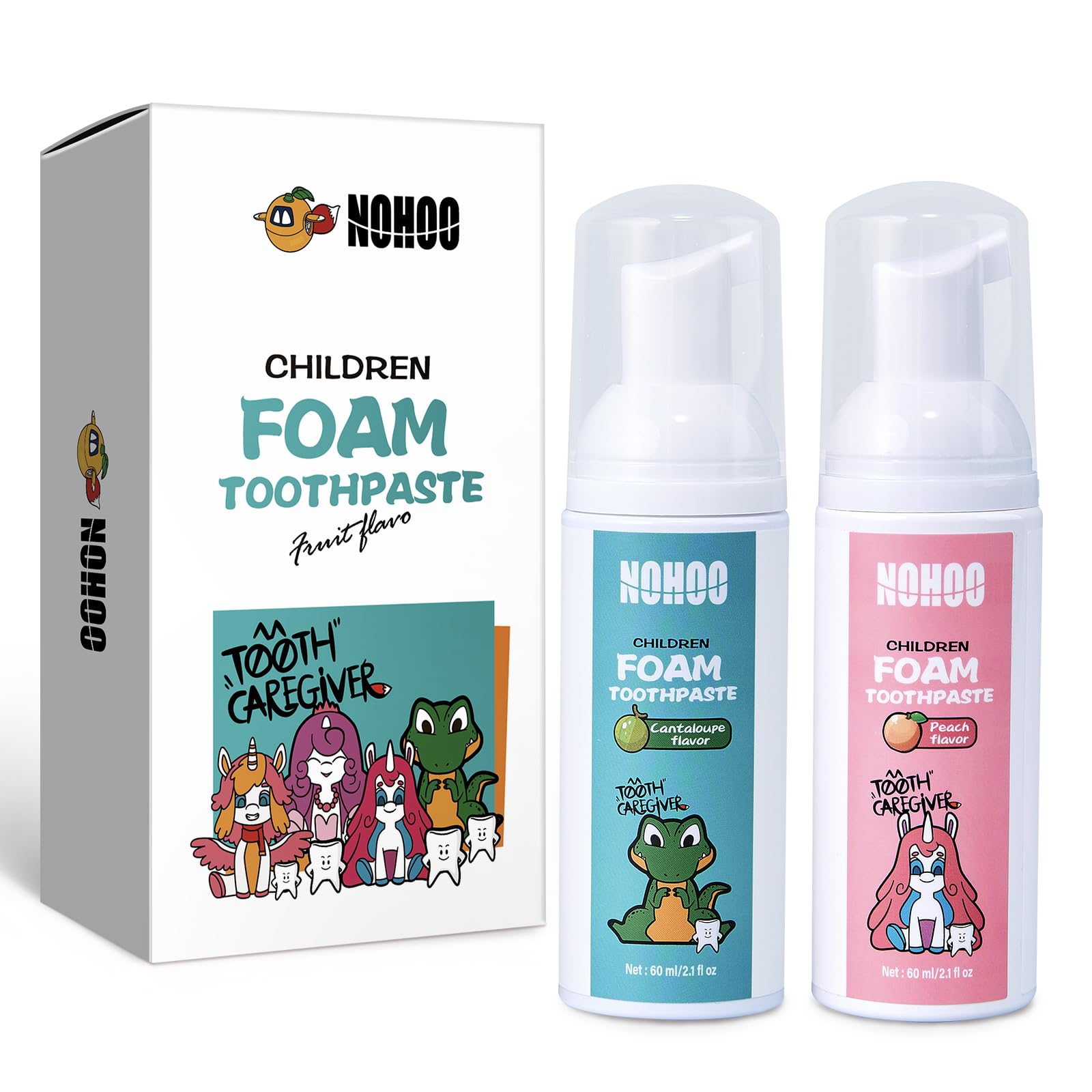 NOHOO Pâte dentifrice en pompe sur emballage pratique pour jeunes enfants