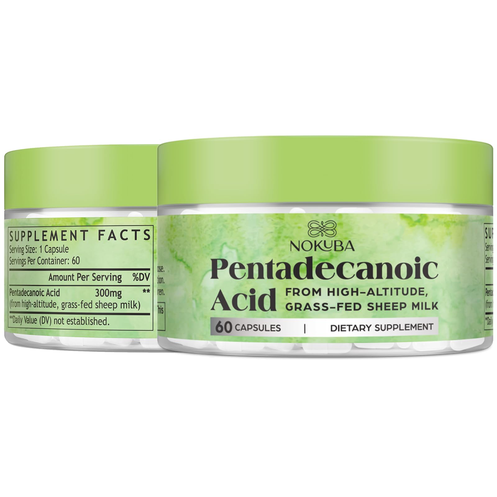 Nokuba Acide pentadecanoïque C15: pilules 300 mg faciles à intégrer à votre routine.