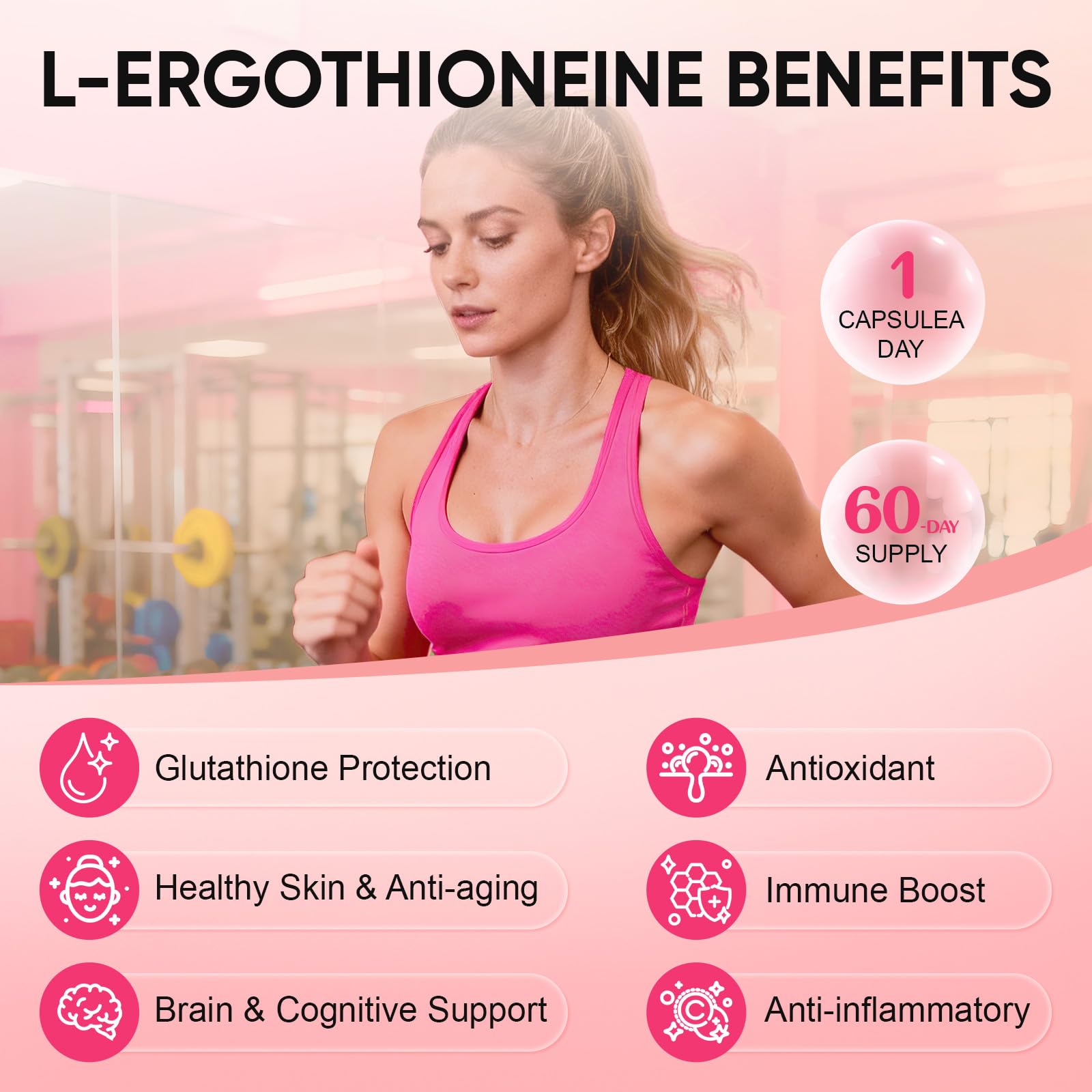 Ingrédients clés visibles, ergothioneine et peptides de collagène