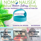 NoMo Nausea Bandes acupression menthe bleu, soutien discret pour les nausées lors des trajets.