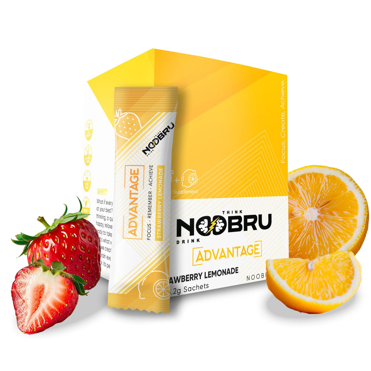 Noobru Avantage - sachets fraise-citronnade pour concentration durable