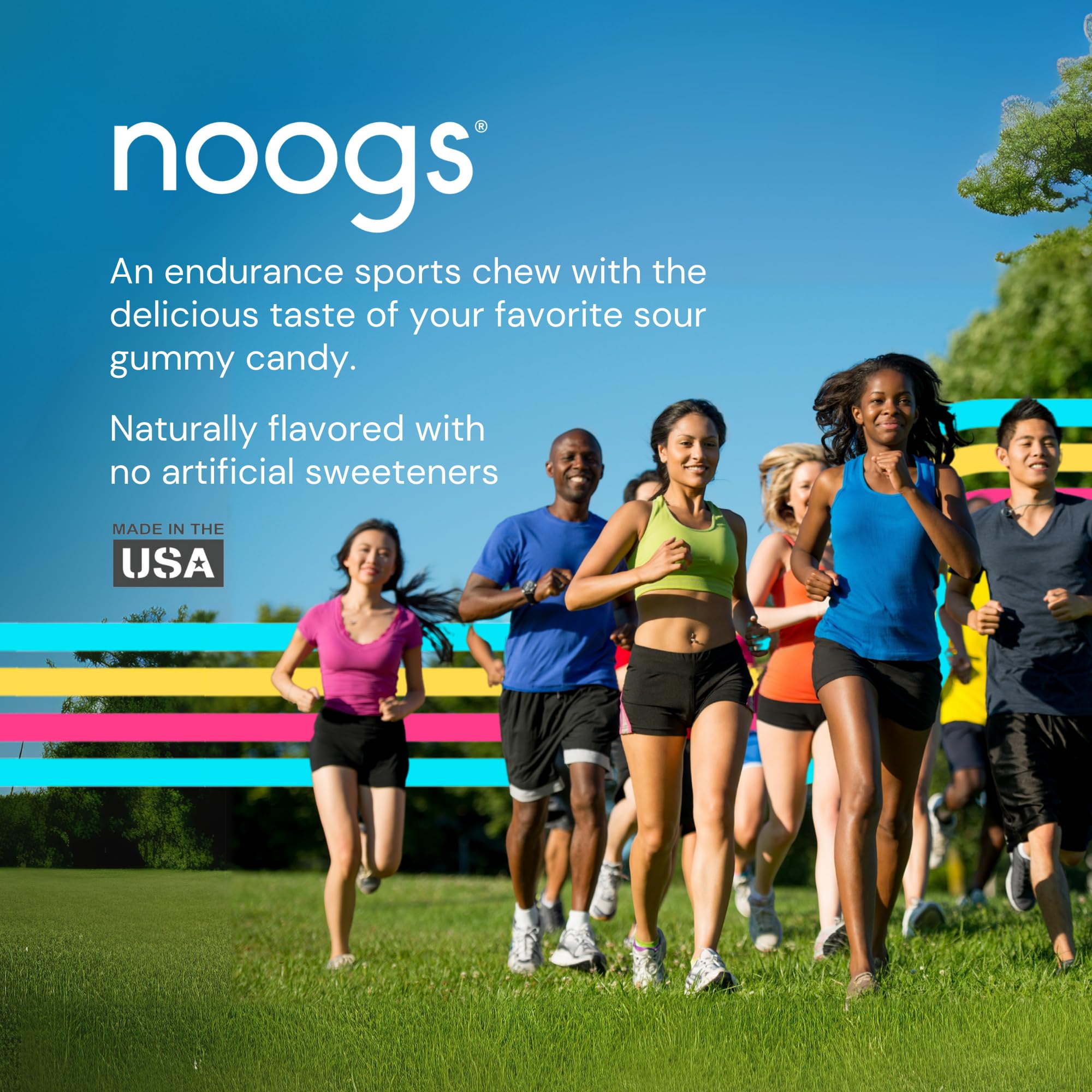 Noogs Sour Energy Chews, électrolytes inclus: sodium et potassium pour soutenir l’hydratation.