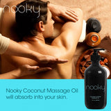 NOOKY huile massage coco: parfum tropical léger et agréable.