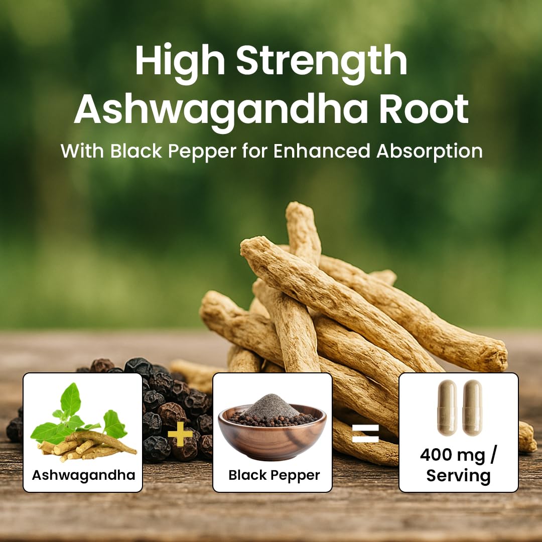 Étiquette claire NooMost Ashwagandha avec informations produit