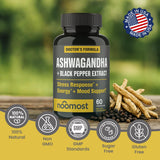 Ingrédients NooMost Ashwagandha provenant de racine naturelle
