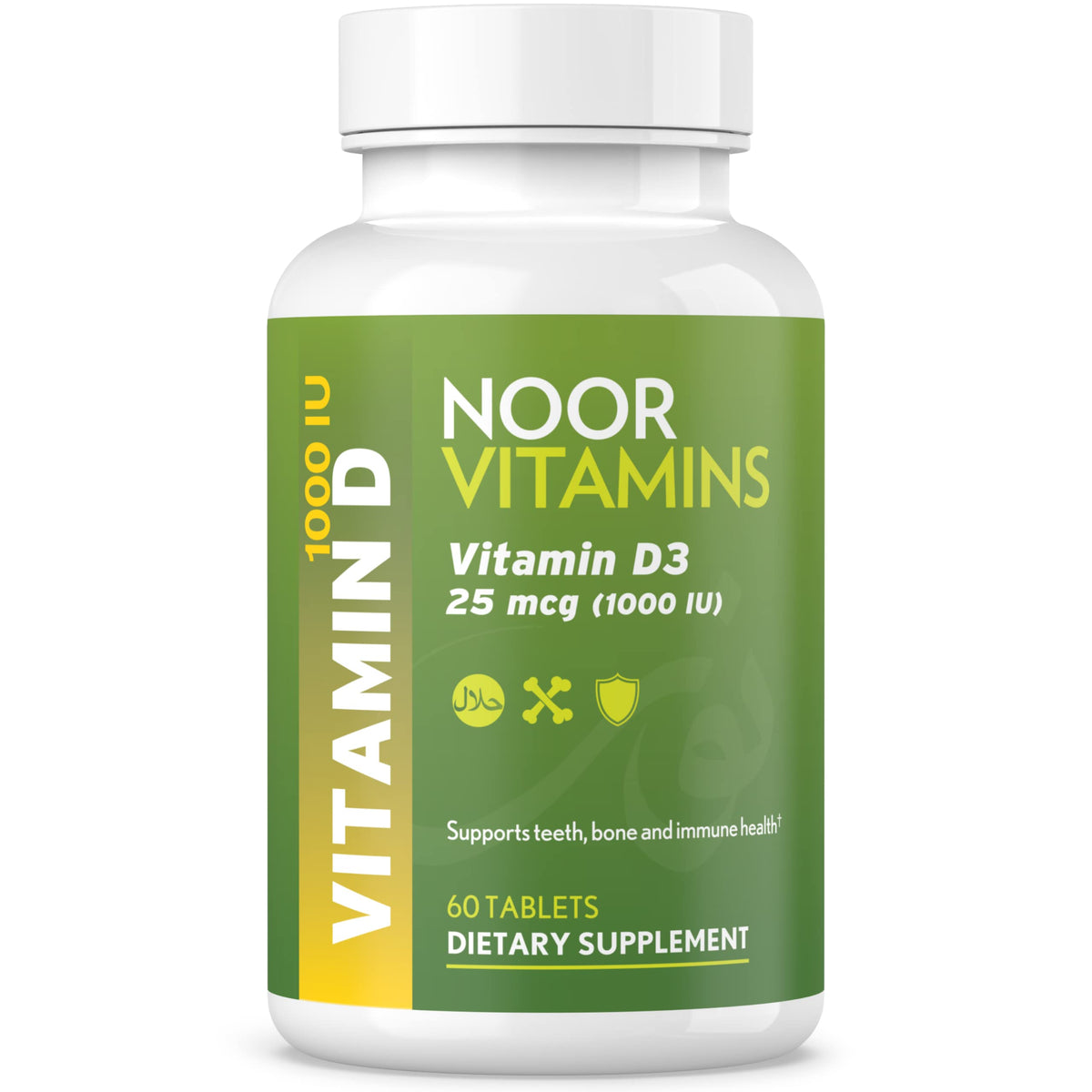 Noor Vitamins D3 1000 UI – flacon pour soutien quotidien des os et du système immunitaire.