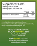 Noor Vitamins D3 comprimés 1000 UI – prise simple une fois par jour.