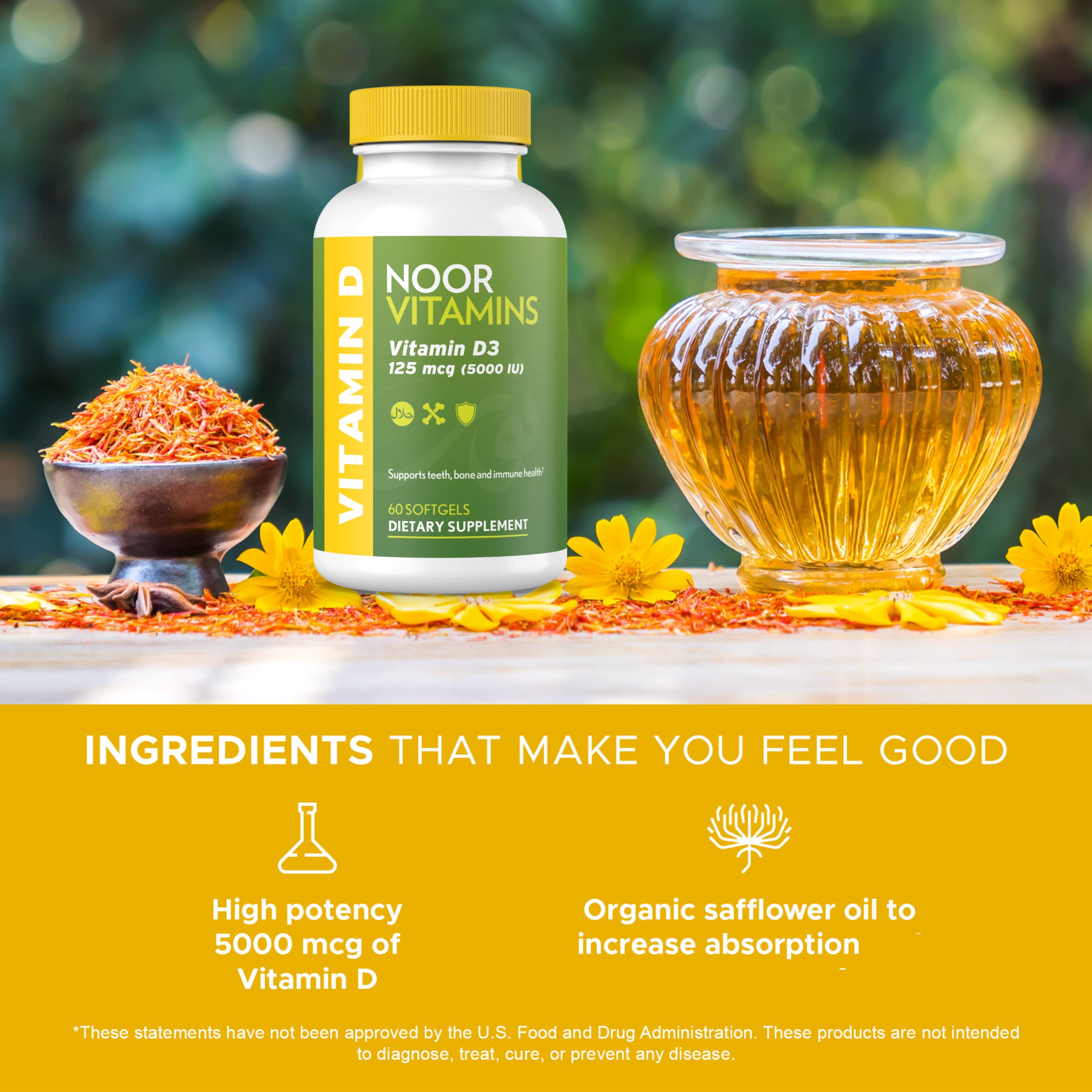 Noor Vitamins D3 – sans gluten, adapté aux régimes spécifiques.