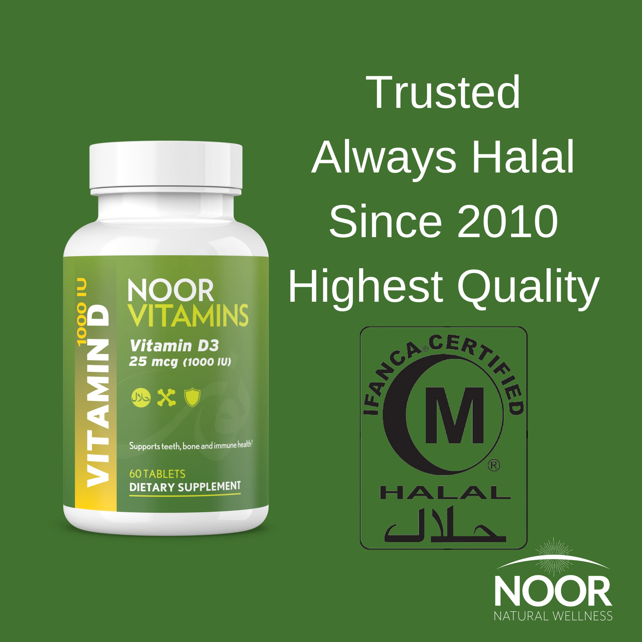 Produit Noor Vitamins D3 testé par des tiers pour pureté et puissance.