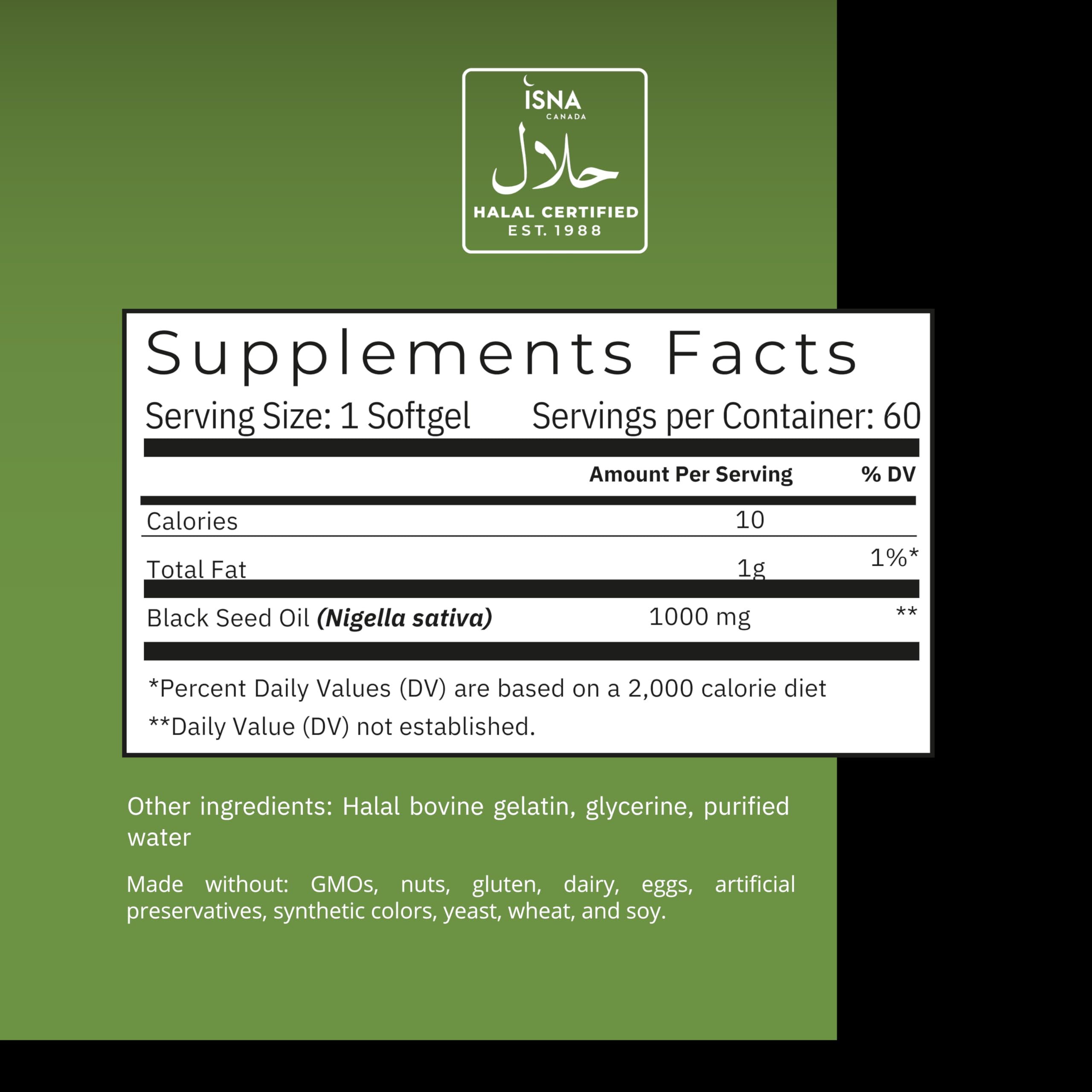 Noor Vitamins: gélules huile noire 1000 mg, format pratique.