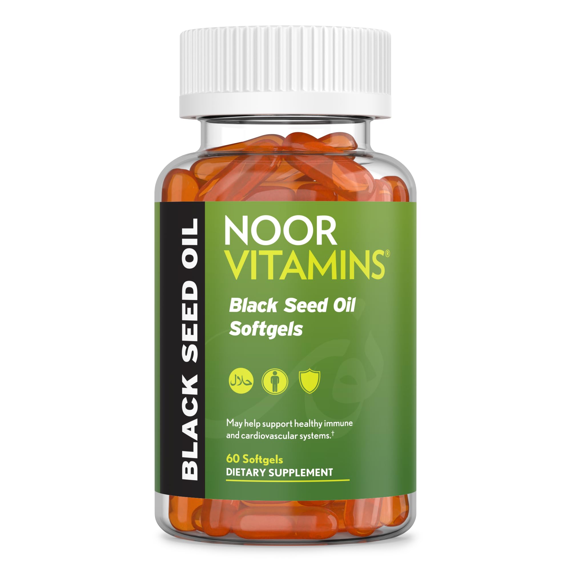 Noor Vitamins: huile noire de graines en bouteille, soutien potentiel à l'immunité.