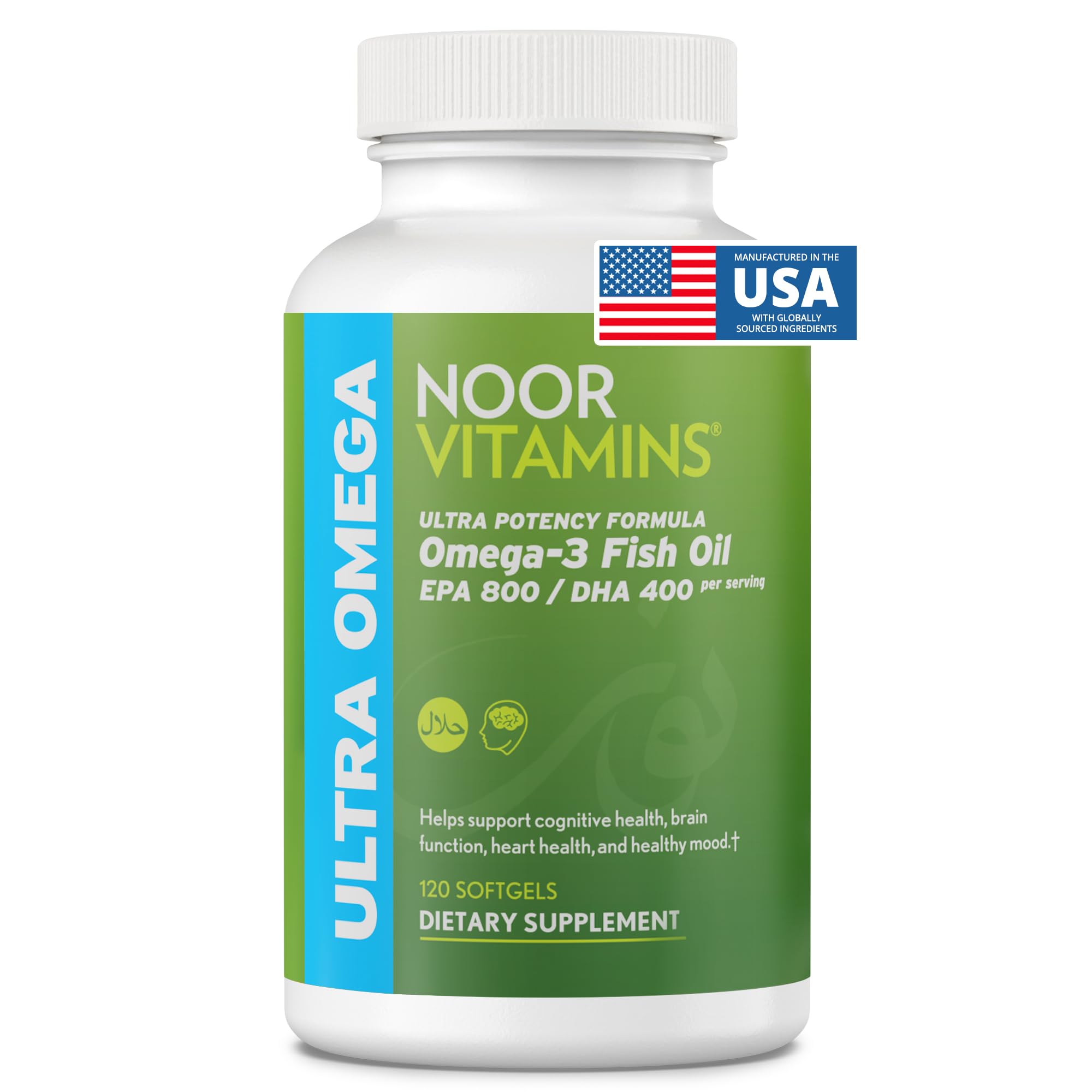 Noor Vitamins huile poisson halal - bouteille prête à l'emploi et puissance naturelle.