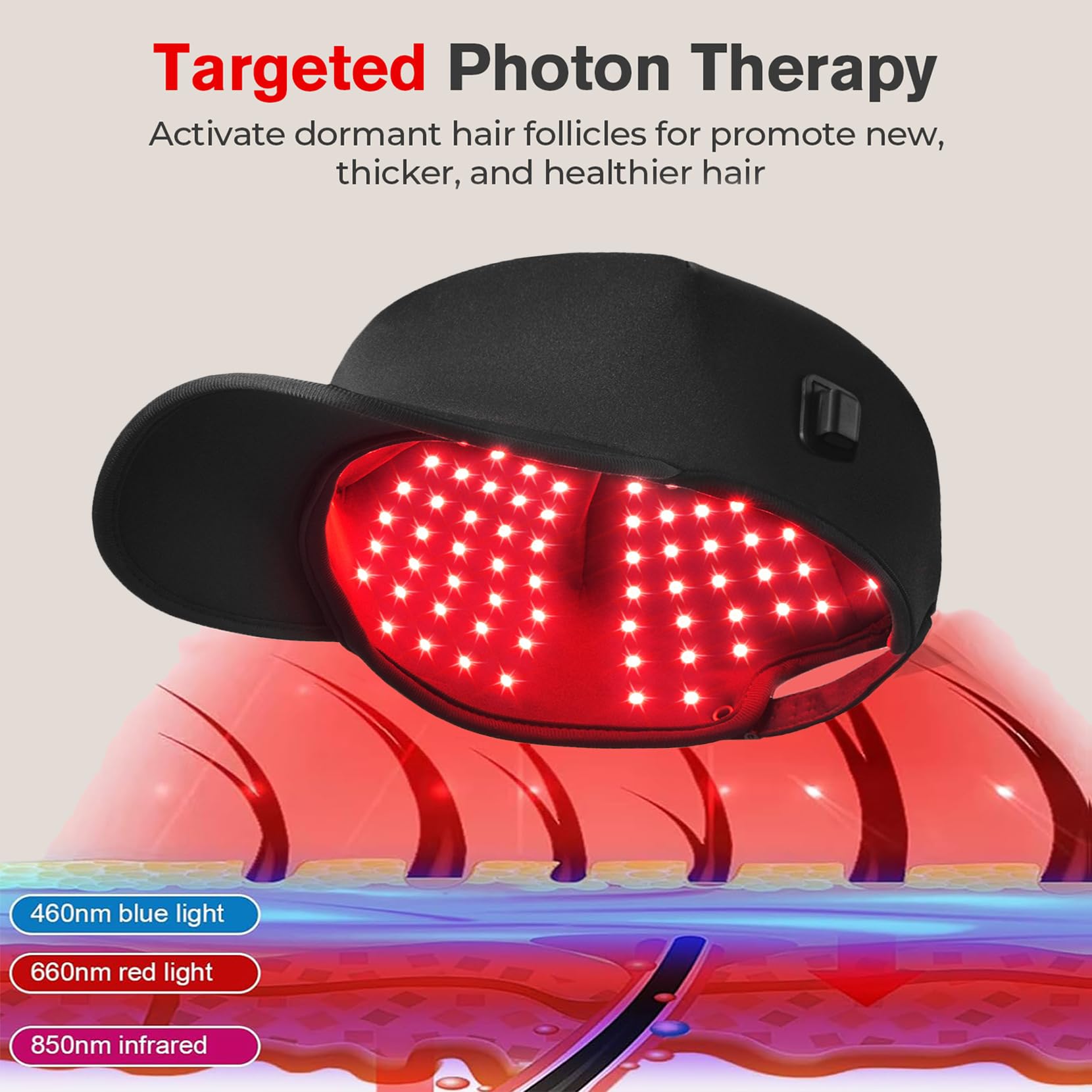 NOORUZ Casque lumière rouge bouton de reglages pour adherence facile