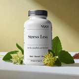 NOOT Stress Less – étiquette détaillée présentant les adaptogènes et leurs usages.