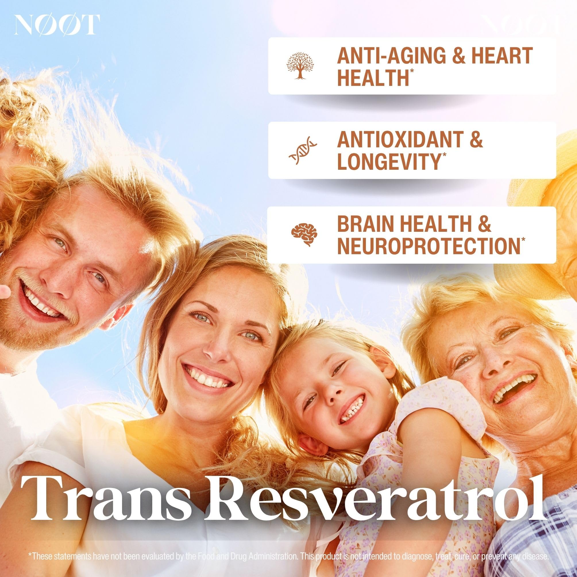 Capsules NOOT Trans-Resveratrol 500 mg, forme pratique pour la vitalité cellulaire.