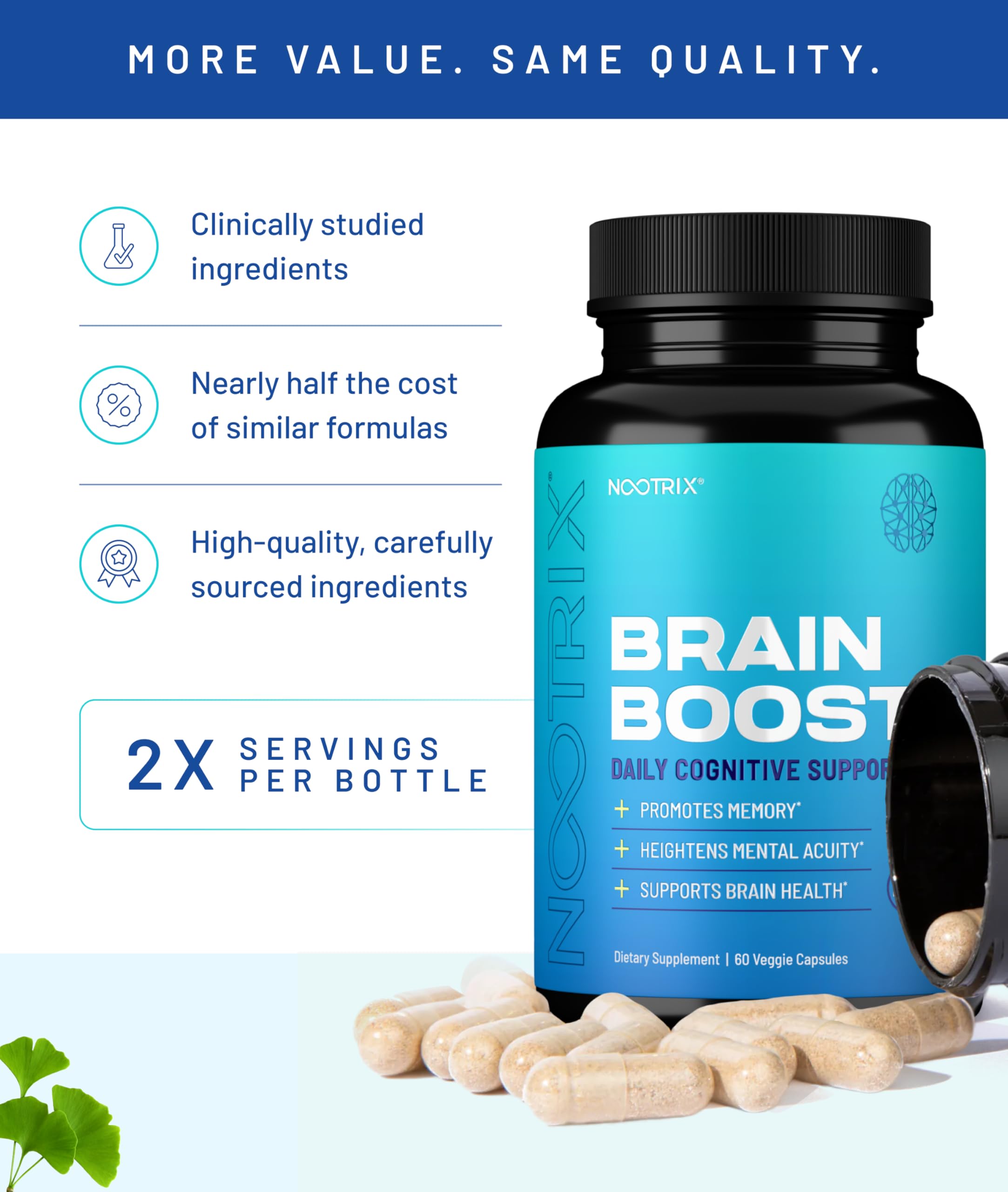 Nootrix Brain Boost packaging sécurisé et ingrédients naturels.