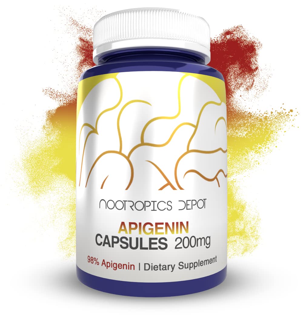 Nootropics Depot Apigénine: flacon de capsules 200 mg pour le stress.