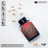Nootropics Depot Tongkat Ali, étiquette de la bouteille, qualité vérifiée et pureté potentielle