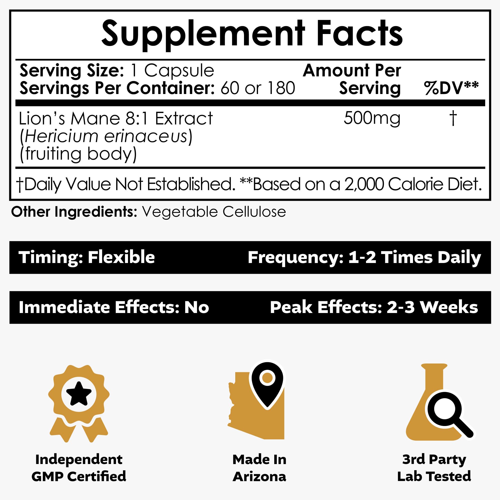 Nootropics Depot, extrait double 8:1 crinière de lion, format pratique.